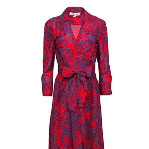 DVF - Red & Blue Floral Polka Dot Maxi (Silk and Cotton)